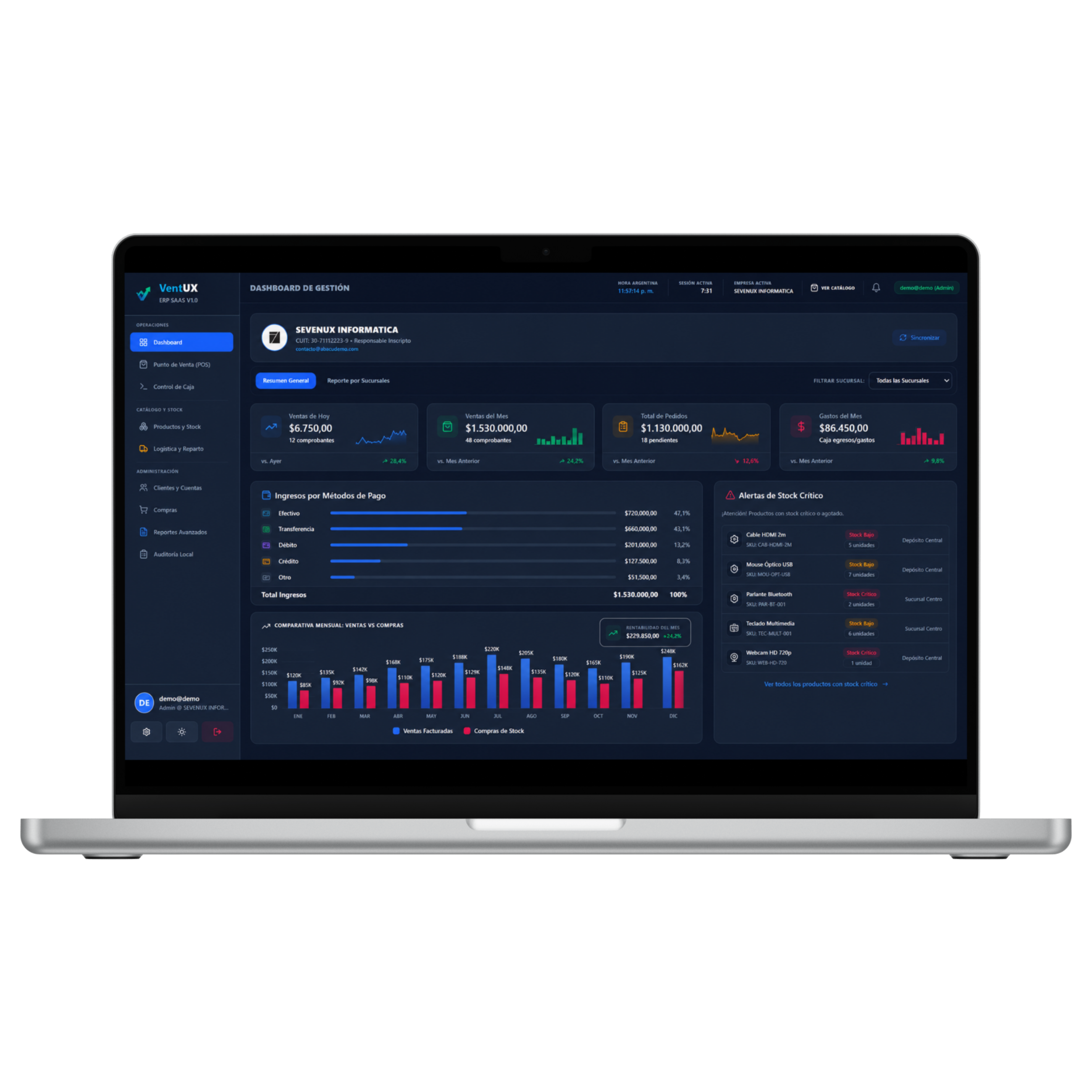 VentUX ERP Notebook View